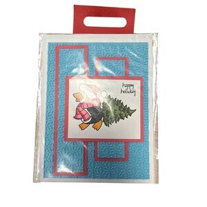 Christmas Penguin Holiday Card Handmade Greeting Craft Seasonal Gift